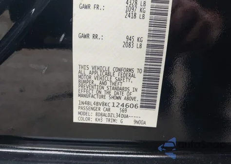 2019 Nissan Altima 2.5 S from USA, damaged, VIN 1N4BL4BV8KC124606